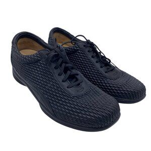 Ziera Uplift Sneaker 40 XW Extra Wide Black Woven Leather Comfort Walking Shoe